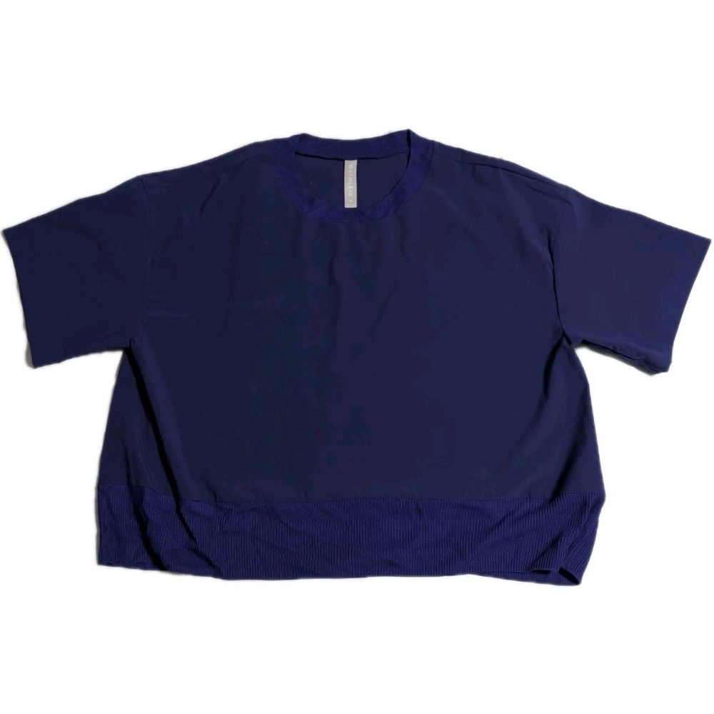 Athleta Womens‎ Medium Blue Crop Top Short Sleeve Stretch B Corp